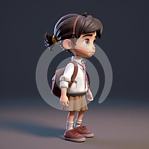 Cute Childminder Walking In Pixar Style