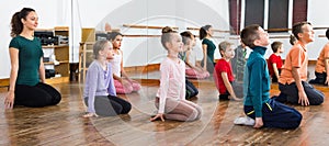 Children dancing contemp in studio smiling and having fun