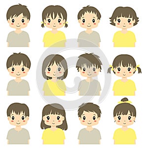 Cute Children Half Body Avatar Vector Collection