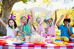 Cute children having fun during a birthday party