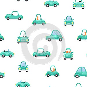 Cute children's seamless pattern with cars. Creative kids texture for fabric, wrapping, textile, wallpaper, apparel