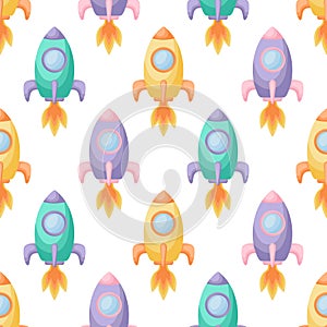 Cute children's seamless pattern with rockets. Creative kids texture for fabric, wrapping, textile, wallpaper