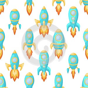 Cute children's seamless pattern with rockets. Creative kids texture for fabric, wrapping, textile, wallpaper