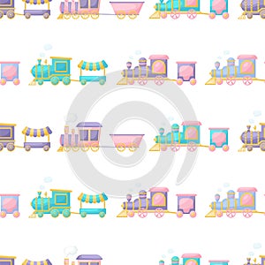 Cute children's seamless pattern with trains. Creative kids texture for fabric, wrapping, textile, wallpaper