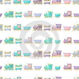 Cute children's seamless pattern with trains. Creative kids texture for fabric, wrapping, textile, wallpaper