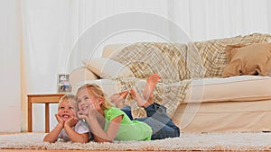 Cute children watching tv