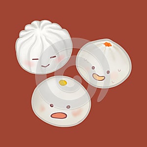Cute Chinese steamed buns illustration