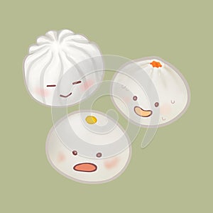 Cute Chinese steamed buns illustration