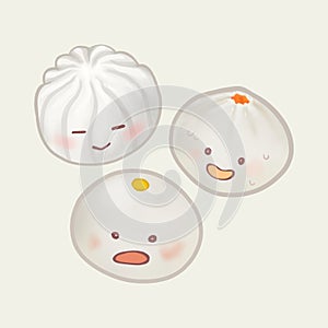 Cute Chinese steamed buns illustration