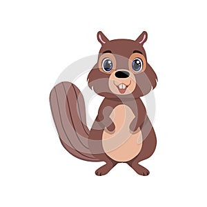 Cute chipmunk animal cartoon character front view vector Illustration