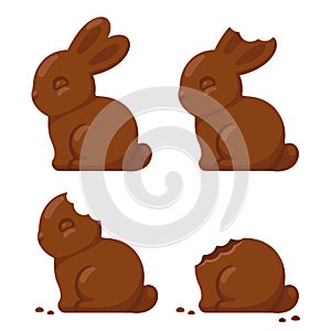 Cute chocolate bunny being eaten