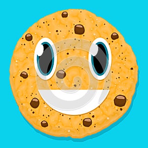 Cute chocolate cookie character with smiley face