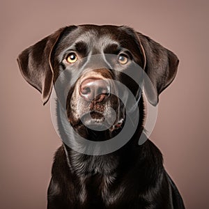 Cute Chocolate Labrador Dog Studio Portraiture