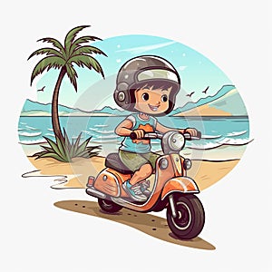 Cute Cholo And Chola Tattoos With Moped At The Beach