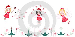 Cute christmas angels. Merry christmas greeting card