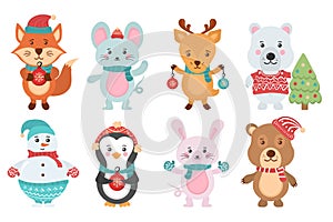 Cute christmas animals.