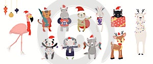 Cute Christmas animals set