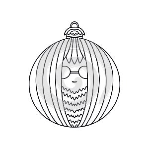 Cute Christmas Ball toy. New Year Decoration. Coloring book page