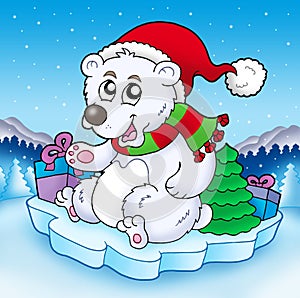 Cute Christmas bear with gifts