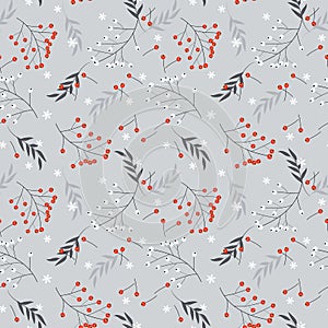 Cute Christmas berries seamless pattern