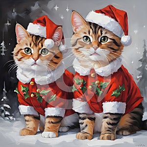 Cute christmas cats in santa outfits