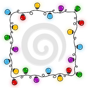Cute Christmas color lights isolated on white background