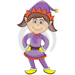 Cute christmas elf girl - cartoon