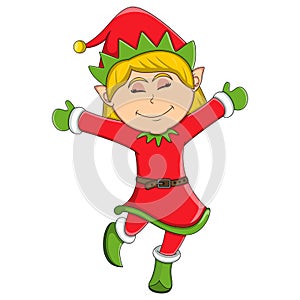 Cute christmas elf girl - cartoon