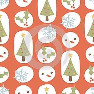 Cute Christmas Pattern Retro Red