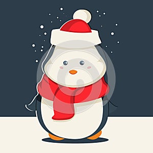 Cute Christmas penguins cartoon character vector