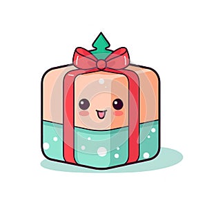 a cute Christmas presen boxan simple line art