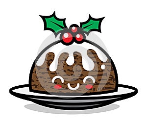 Cute Christmas pudding character vector art graphic