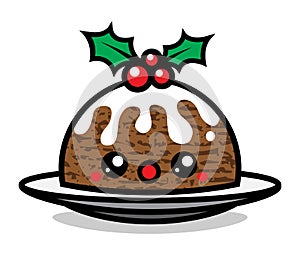 Cute Christmas pudding character vector illustration