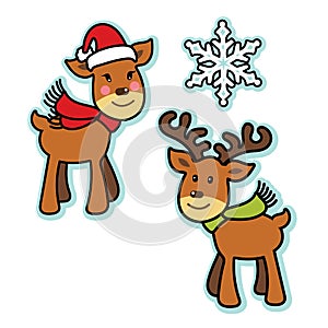 Cute Christmas reindeer boy and girl