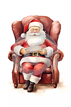 Cute Christmas Santa Claus Sits in a Chair Character