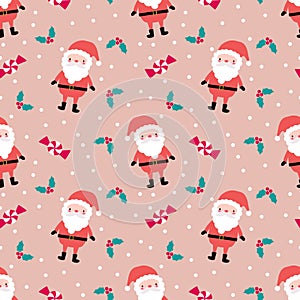 Cute Christmas and Santa seamless pattern