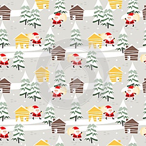 Cute Christmas and Santa seamless pattern