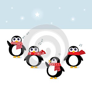 Cute christmas singing Penguins