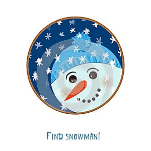Cute christmas snowman icon on white background for decoration design, greeting card, winter season festive labels