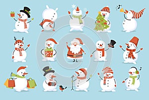 Cute Christmas snowmen set.