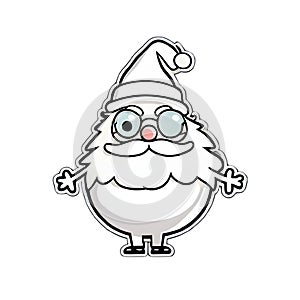 Cute Christmas sticker portly little Santa Claus. transparent background version available