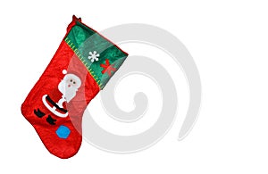 Cute Christmas stocking isolated on white