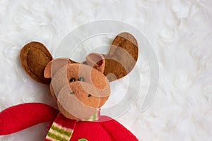 Cute christmas toy elk on white background