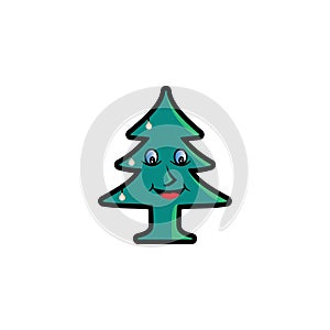 Cute christmas tree face illustration color vector design