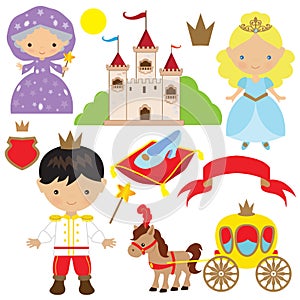 Cute cinderella fairytale vector illustration