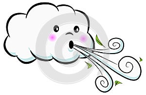 Cute Cloud Blowing Wind Cartoon