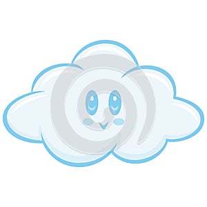 Cute Cloud Fluffy Cartoon Character Design Drawing Vector Illustration