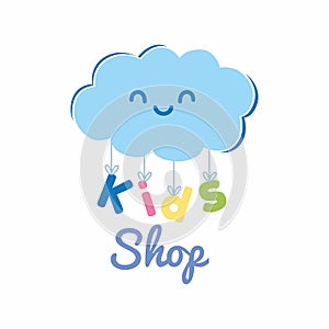 Cute Cloud Kids Shop Logo Design