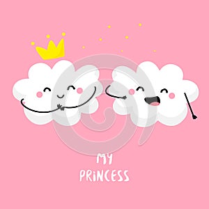 Cute cloud sings for cloud Princess. Flat style. Vector illustration