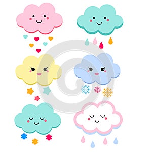 Cute clouds vector illustration for kids. isolated design children. baby shower clouds